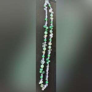 Green and White Beaded Necklace